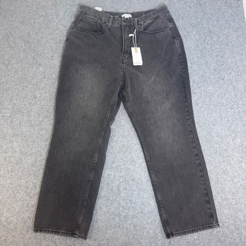 Good American Good 90s / Good Heritage High Rise Straight Leg Jean Charcoal Wash